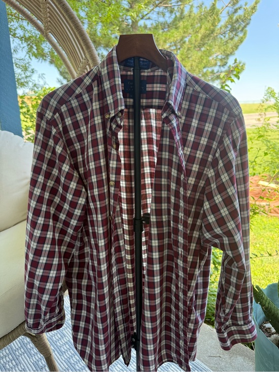 Cambridge Classics Other - Vintage Cambridge Classic Men's Plaid Button-Up Shirt - Burgundy/White S 16 1/2